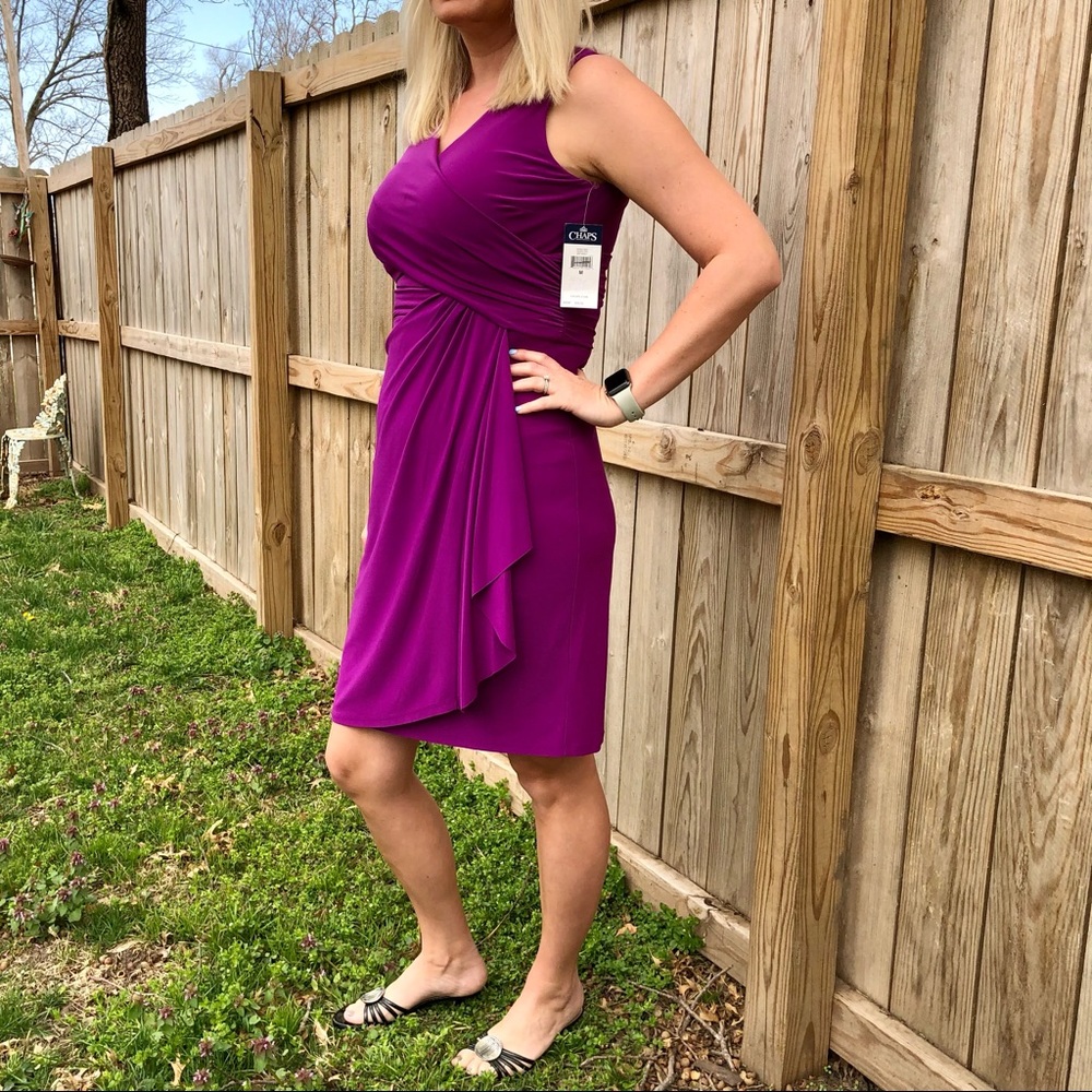Chaps Sling Dress Flattering Sz. Med. purple